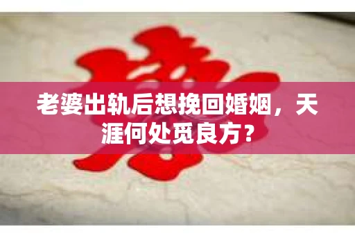 老婆出轨后想挽回婚姻，天涯何处觅良方？