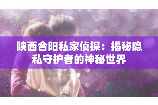 陕西合阳私家侦探：揭秘隐私守护者的神秘世界