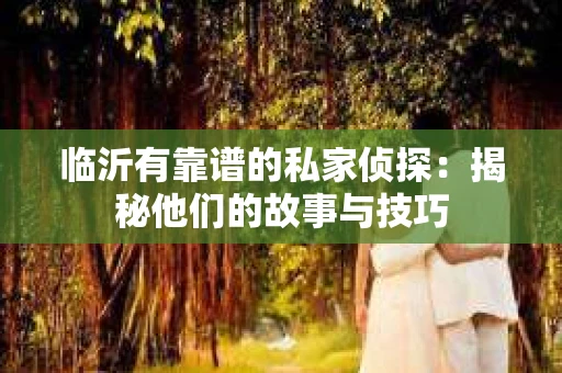 临沂有靠谱的私家侦探：揭秘他们的故事与技巧