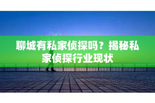 聊城有私家侦探吗？揭秘私家侦探行业现状